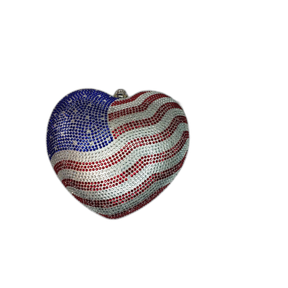 NWT Alessia American Flag Crystal Purse USA Handbag Rhinestone Cross Body Bag